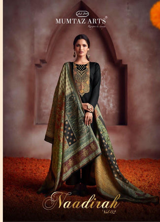 Black Pure Jam satin Indian women's salwar kameez with dupatta ready to wear