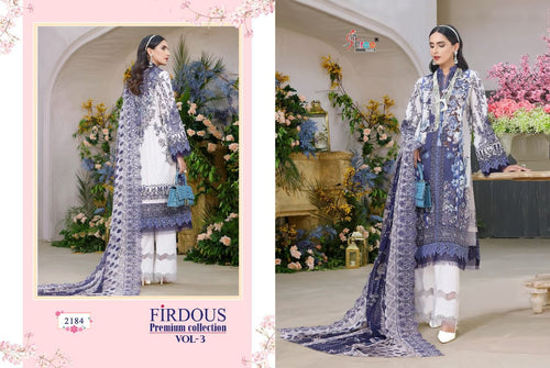 Blue Pure Cotton Indian women's salwar kameez with dupatta ready to wear