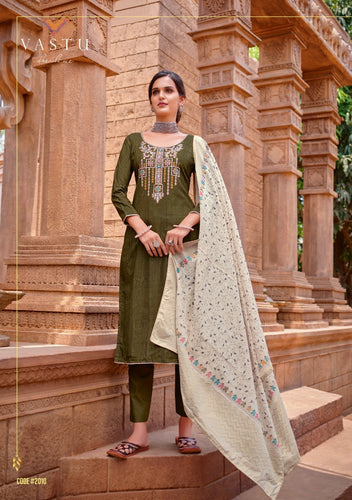 Multi Color Satin Cotton Indian women's salwar kameez with dupatta ready to wear