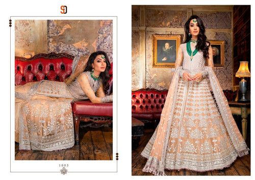 Multi Color Heavy Butterfly Net Indian women's salwar kameez with dupatta ready to wear