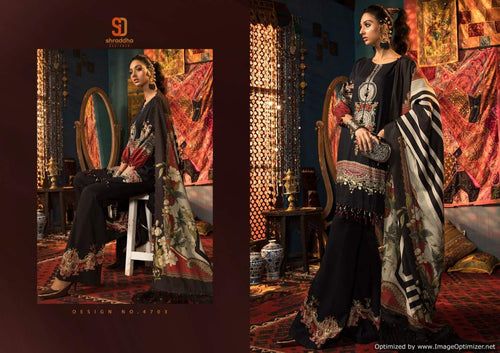 Black Lawn Cotton Indian women's salwar kameez with dupatta ready to wear