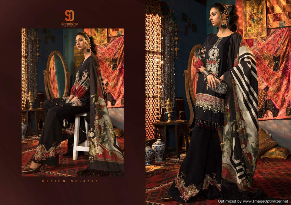 Black Lawn Cotton Indian women's salwar kameez with dupatta ready to wear