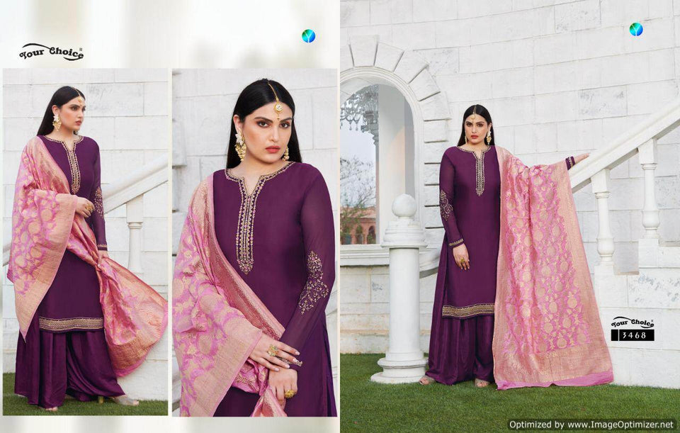 Purple Satin Georgette Indian women's salwar kameez with dupatta ready to wear
