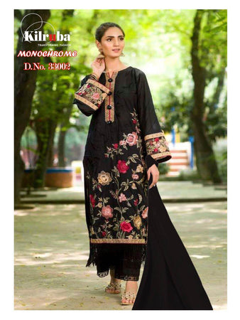 Black Pure Cotton Cambric Indian women's salwar kameez with dupatta ready to wear