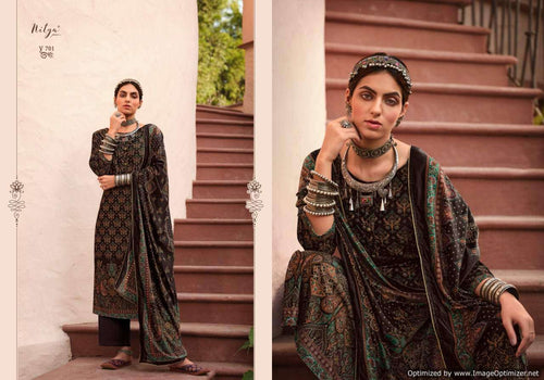 Black Pashmina Indian women's salwar kameez with dupatta ready to wear