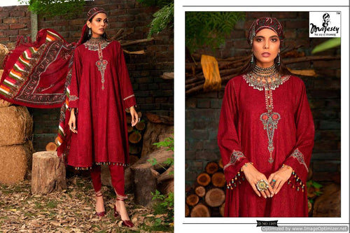 Red Jam Silk Indian women's salwar kameez with dupatta ready to wear