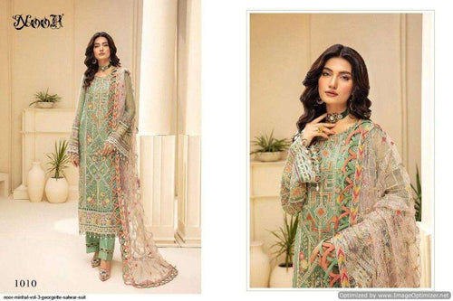 Green Georgette Indian women's salwar kameez with dupatta ready to wear