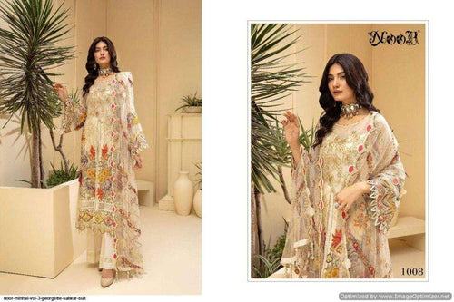 White Georgette Indian women's salwar kameez with dupatta ready to wear
