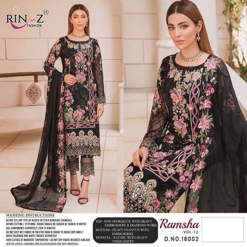 Black Faux Georgette Indian women's salwar kameez with dupatta ready to wear