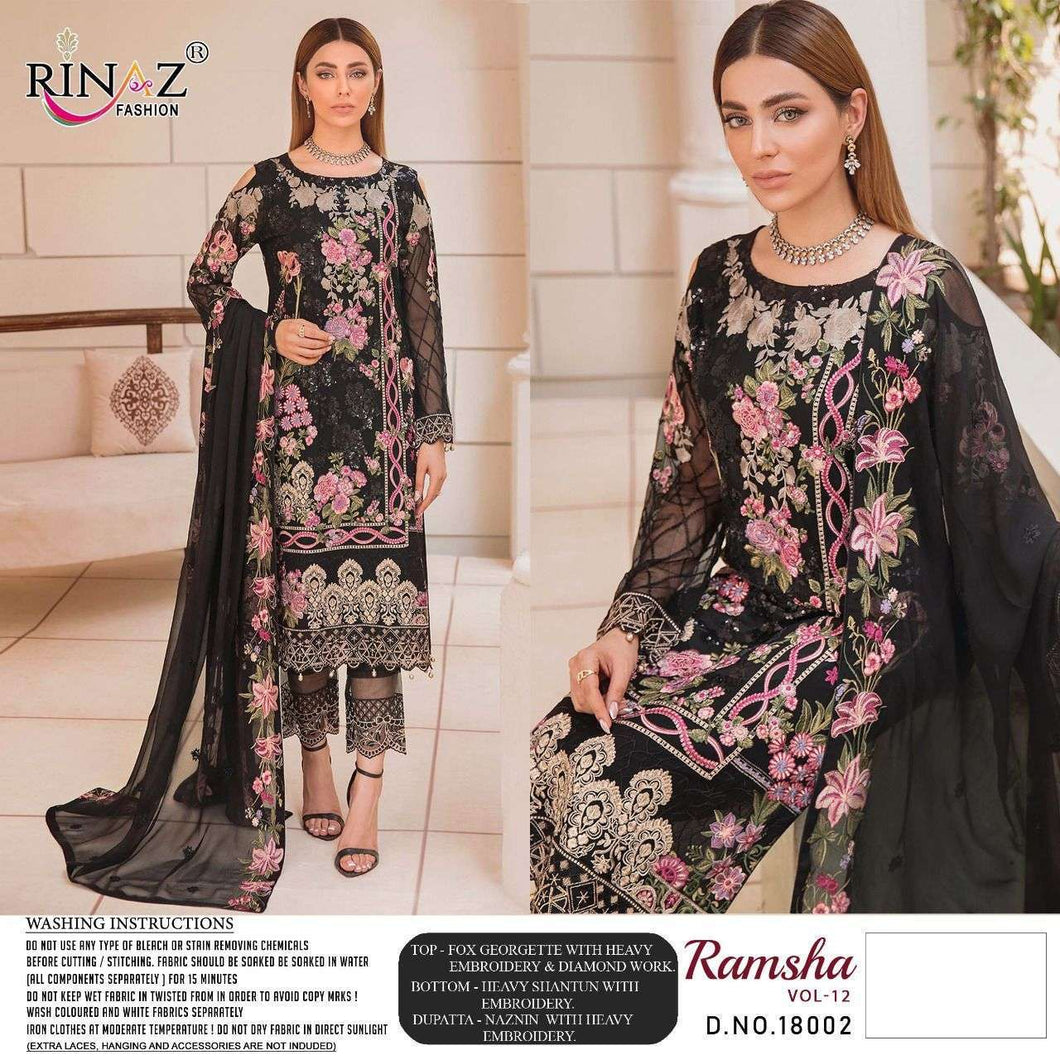 Black Faux Georgette Indian women's salwar kameez with dupatta ready to wear