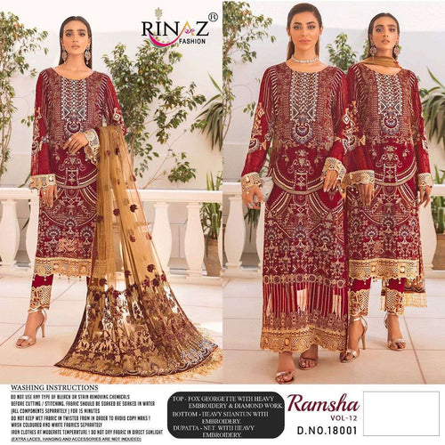 Red Faux Georgette Indian women's salwar kameez with dupatta ready to wear