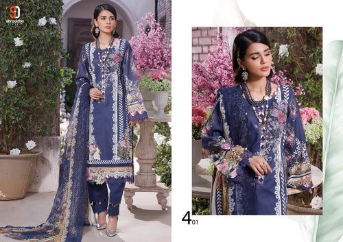 Blue Lawn Cotton Indian women's salwar kameez with dupatta ready to wear