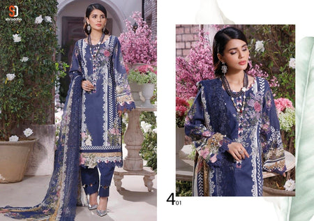 Blue Lawn Cotton Indian women's salwar kameez with dupatta ready to wear