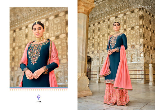 Blue Pure Heavy Viscos Indian women's salwar kameez with dupatta ready to wear