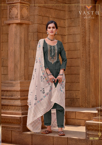 Multi Color Satin Cotton Indian women's salwar kameez with dupatta ready to wear