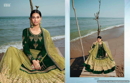 Green Satin Georgette Indian women's salwar kameez with dupatta ready to wear