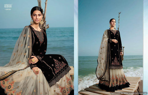 Black Satin Georgette Indian women's salwar kameez with dupatta ready to wear