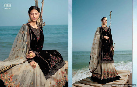 Black Satin Georgette Indian women's salwar kameez with dupatta ready to wear