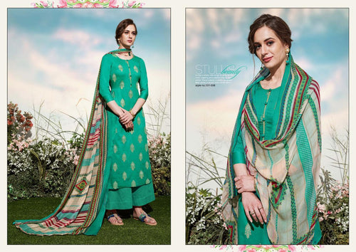 Multi Color Pure Jam Foil Print Indian women's salwar kameez with dupatta ready to wear