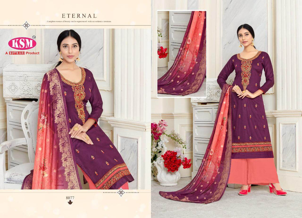 Purple Pure Jam Dyed Indian women's salwar kameez with dupatta ready to wear