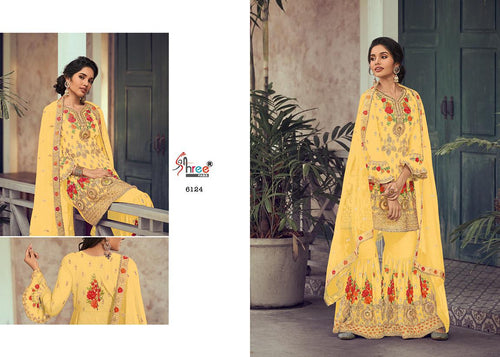 Yellow Heavy Georgette Indian women's salwar kameez with dupatta ready to wear
