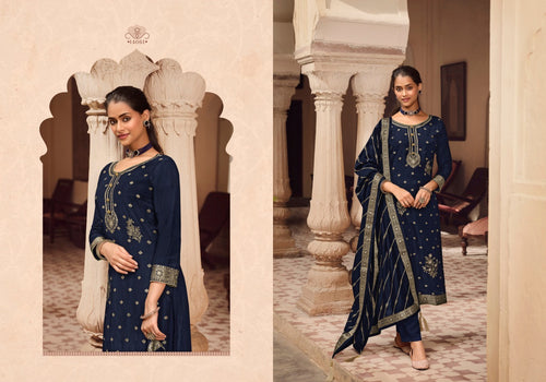 Black Dola Jacquard Indian women's salwar kameez with dupatta ready to wear