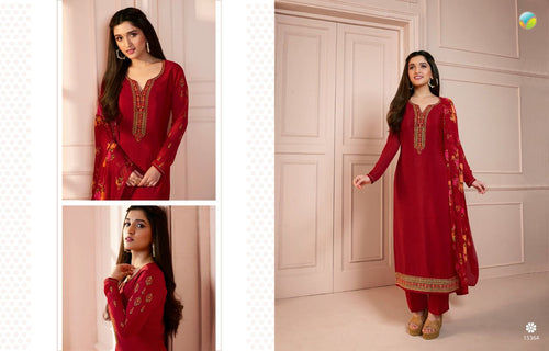 Red Royal Crepe Indian women's salwar kameez with dupatta ready to wear