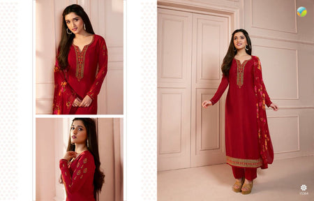 Red Royal Crepe Indian women's salwar kameez with dupatta ready to wear