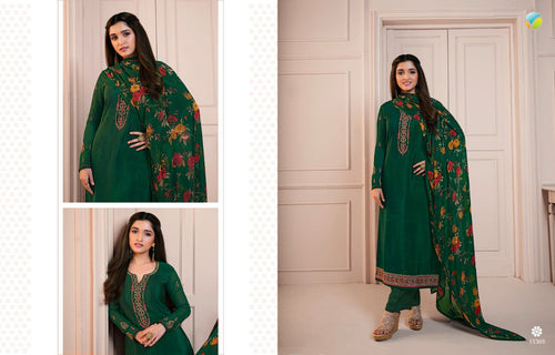 Green Royal Crepe Indian women's salwar kameez with dupatta ready to wear