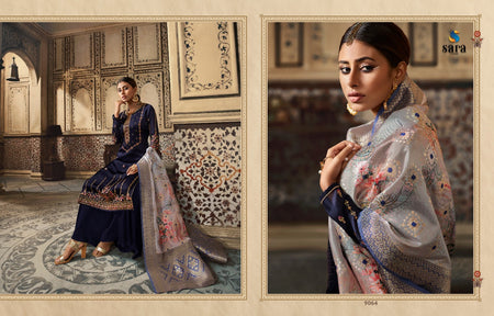 Blue Satin Georgette Indian women's salwar kameez with dupatta ready to wear