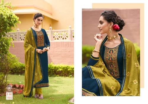 Blue Hevy Parampara Silk Indian women's salwar kameez with dupatta ready to wear