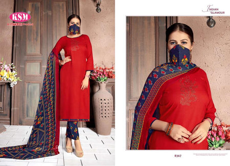 Red Pure Rayon Slub Indian women's salwar kameez with dupatta ready to wear