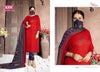 Red Pure Rayon Slub Indian women's salwar kameez with dupatta ready to wear