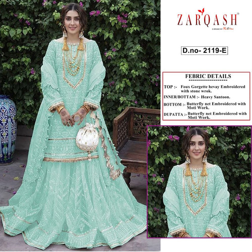 Aqua Fox Georgette Indian women's salwar kameez with dupatta ready to wear