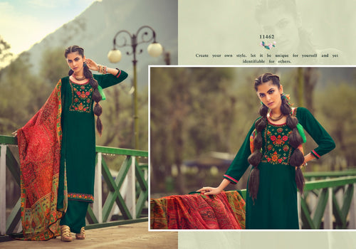 Green Parampara Silk Indian women's salwar kameez with dupatta ready to wear