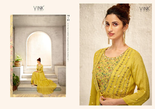 Multi Color Pure Chinon Indian women's salwar kameez with dupatta ready to wear
