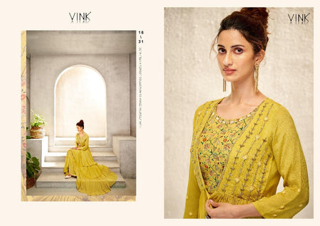 Multi Color Pure Chinon Indian women's salwar kameez with dupatta ready to wear