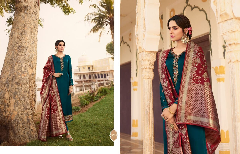 Green Fox Georgette Indian women's salwar kameez with dupatta ready to wear