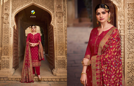 Red Viscose Machlin Indian women's salwar kameez with dupatta ready to wear