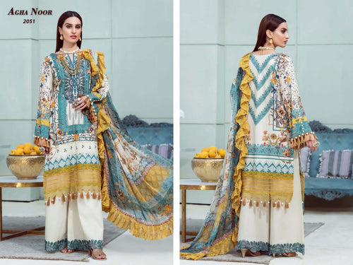 Multi Color Lawn Cotton Indian women's salwar kameez with dupatta ready to wear