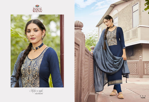 Blue Jam Silk Indian women's salwar kameez with dupatta ready to wear