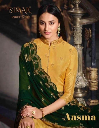 Gold Pure Dola Jecquard Indian women's salwar kameez with dupatta ready to wear