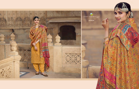 Gold Viscose Machlin Indian women's salwar kameez with dupatta ready to wear