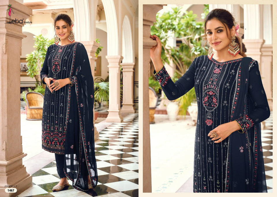 Black Blooming Georgette Indian women's salwar kameez with dupatta ready to wear