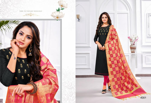 Black Modal Silk Indian women's salwar kameez with dupatta ready to wear
