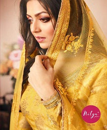 Gold Dola Jacquard Indian women's salwar kameez with dupatta ready to wear