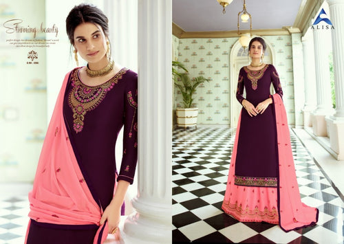 Purple Satin Georgette Indian women's salwar kameez with dupatta ready to wear
