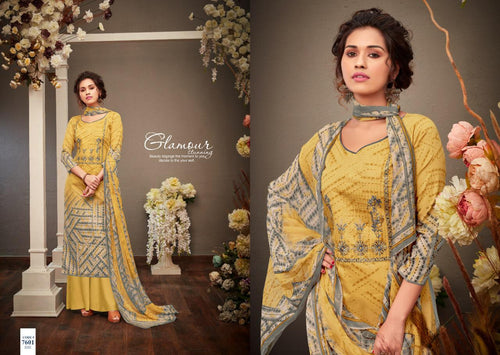 Gold Pure Jam Cotton Indian women's salwar kameez with dupatta ready to wear