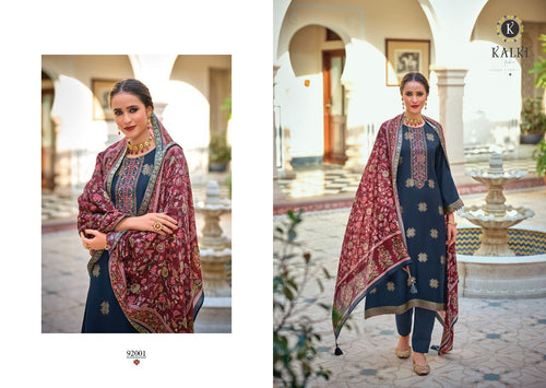 Blue Pure Musline Dolla Jacquard Indian women's salwar kameez with dupatta ready to wear