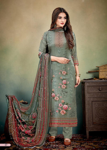 Multi Color Heavy Silk Crape Indian women's salwar kameez with dupatta ready to wear